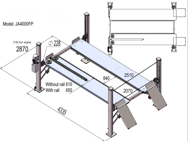 4-Post Mobile car lift (Parkinglift) Basic line (JA4000FP)