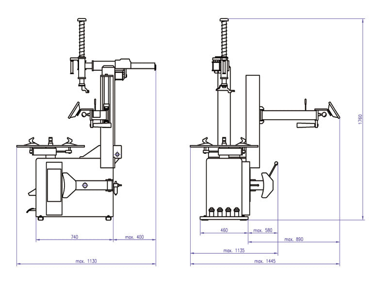 Tyre changer with leverless system - Euro line (DWB-9-E +)