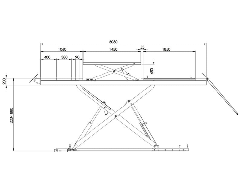 Scissor car lift - Runway - 5500 kg. - Euro line (JA9000S-E)