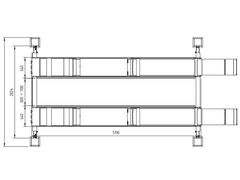 4-Post car lift - hydraulic - 5000kg - Euro line (JA5001F-E)
