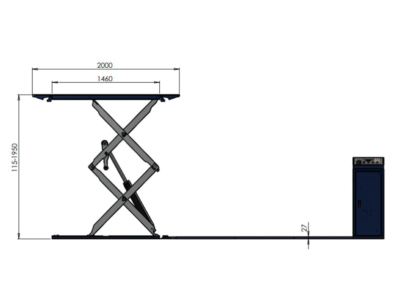 Scissor car lift - Low profile / Floor mounted - 3800 kg. - Basic line (JA6000S)